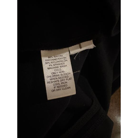 LOFT Petites Black A-Line Sheath Dress | Ruffle Neck Classic Gothic Chic | 10P - Picture 8 of 8